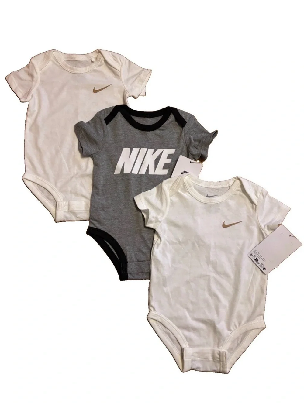 Nike Baby Boys One-Piece Bodysuit Trio - White & Gray - 6M